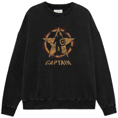 Marvel Captain America Vintage Distressed Star Shield Silhouette Print