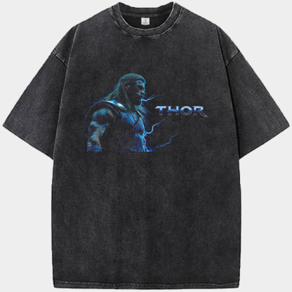 Marvel Thor Blue Lightning Oil Painting Style Profile Thor Print