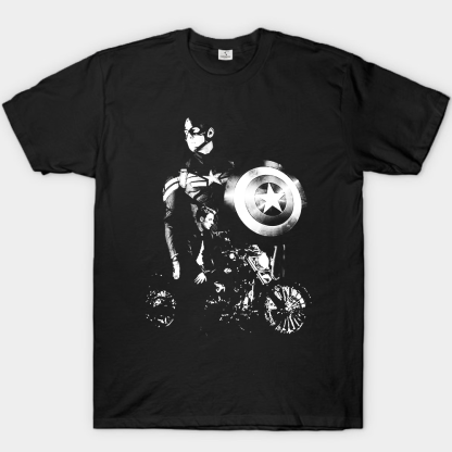 Marvel Captain America Monochrome Motorcycle Tough Guy Print
