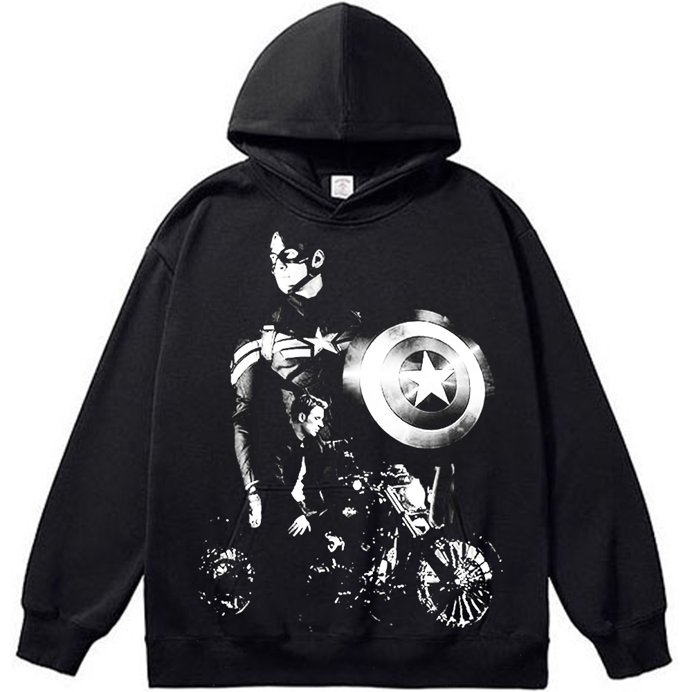 Marvel Captain America Monochrome Motorcycle Tough Guy Print