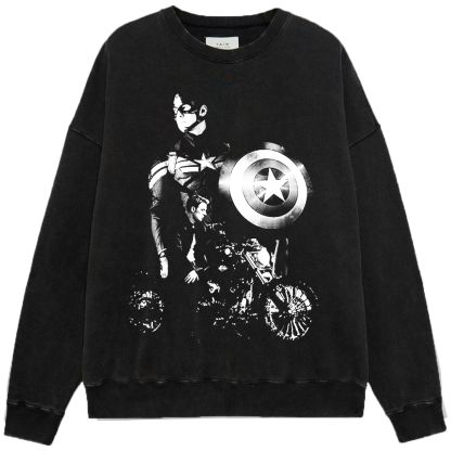 Marvel Captain America Monochrome Motorcycle Tough Guy Print