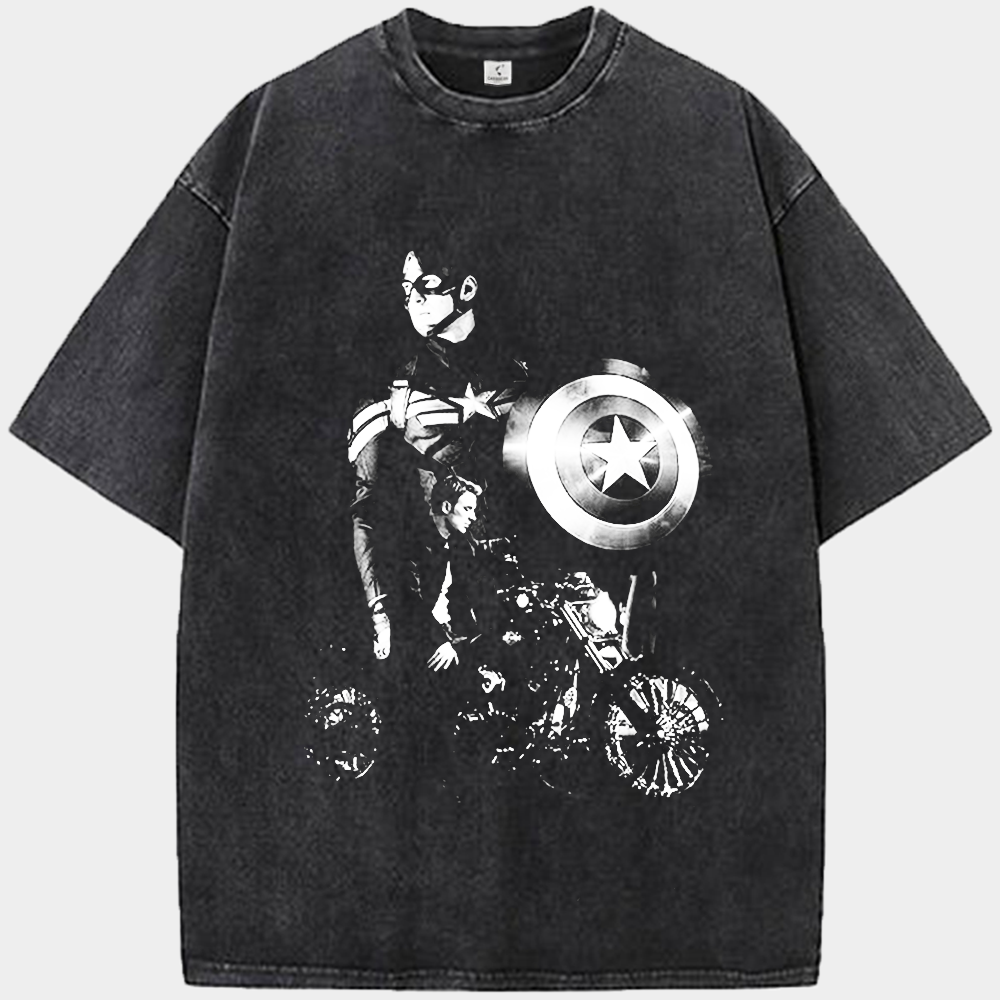 Marvel Captain America Monochrome Motorcycle Tough Guy Print