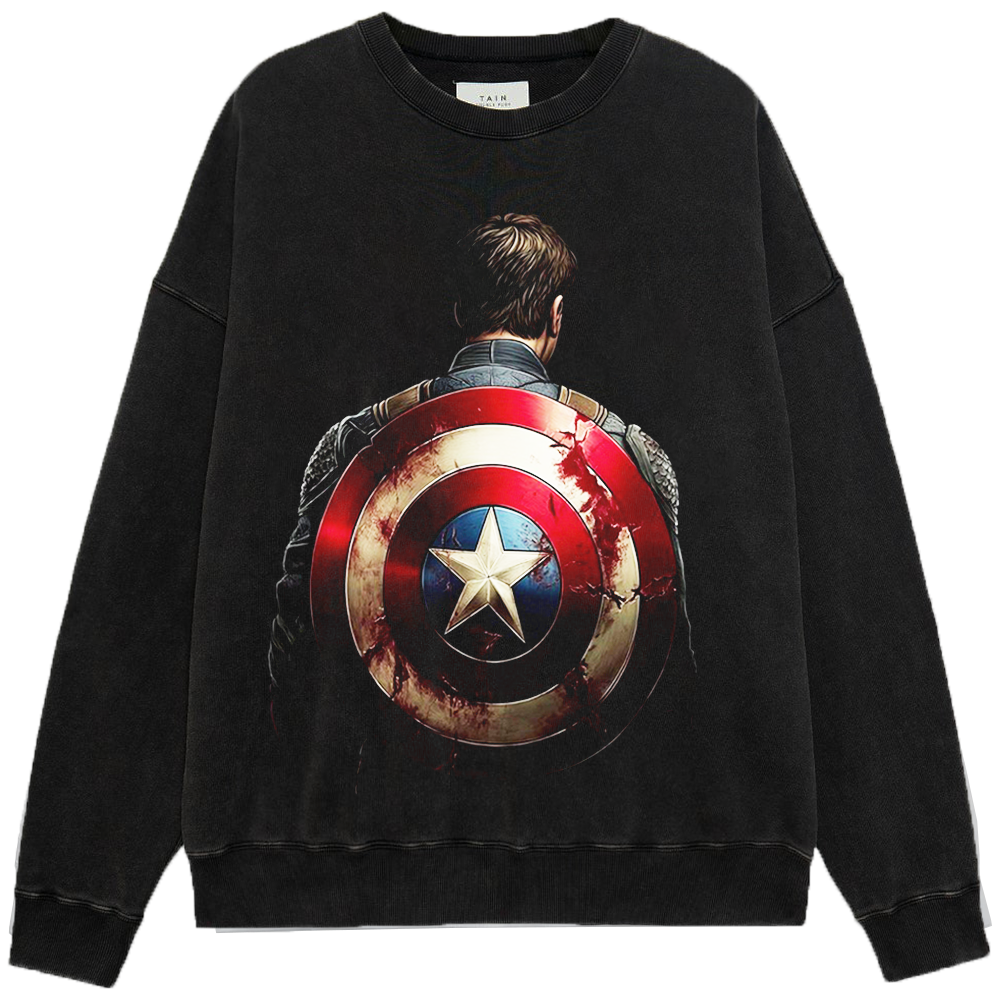 Marvel Captain America Worn Shield Resolute Back View Print