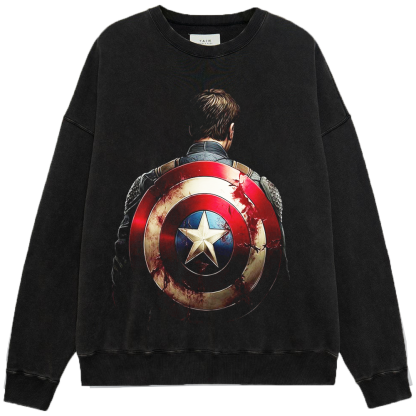 Marvel Captain America Worn Shield Resolute Back View Print