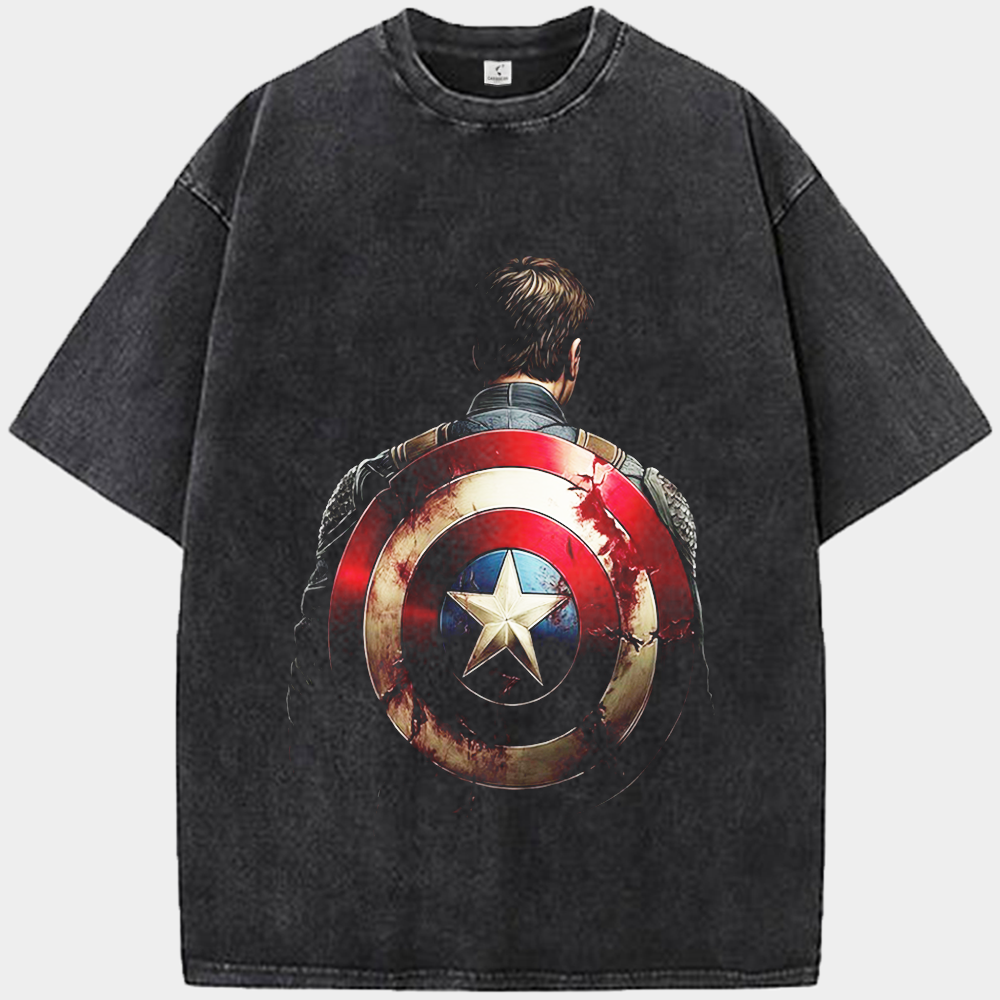 Marvel Captain America Worn Shield Resolute Back View Print