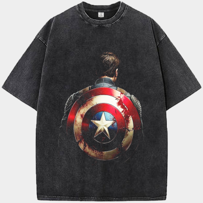 Marvel Captain America Worn Shield Resolute Back View Print
