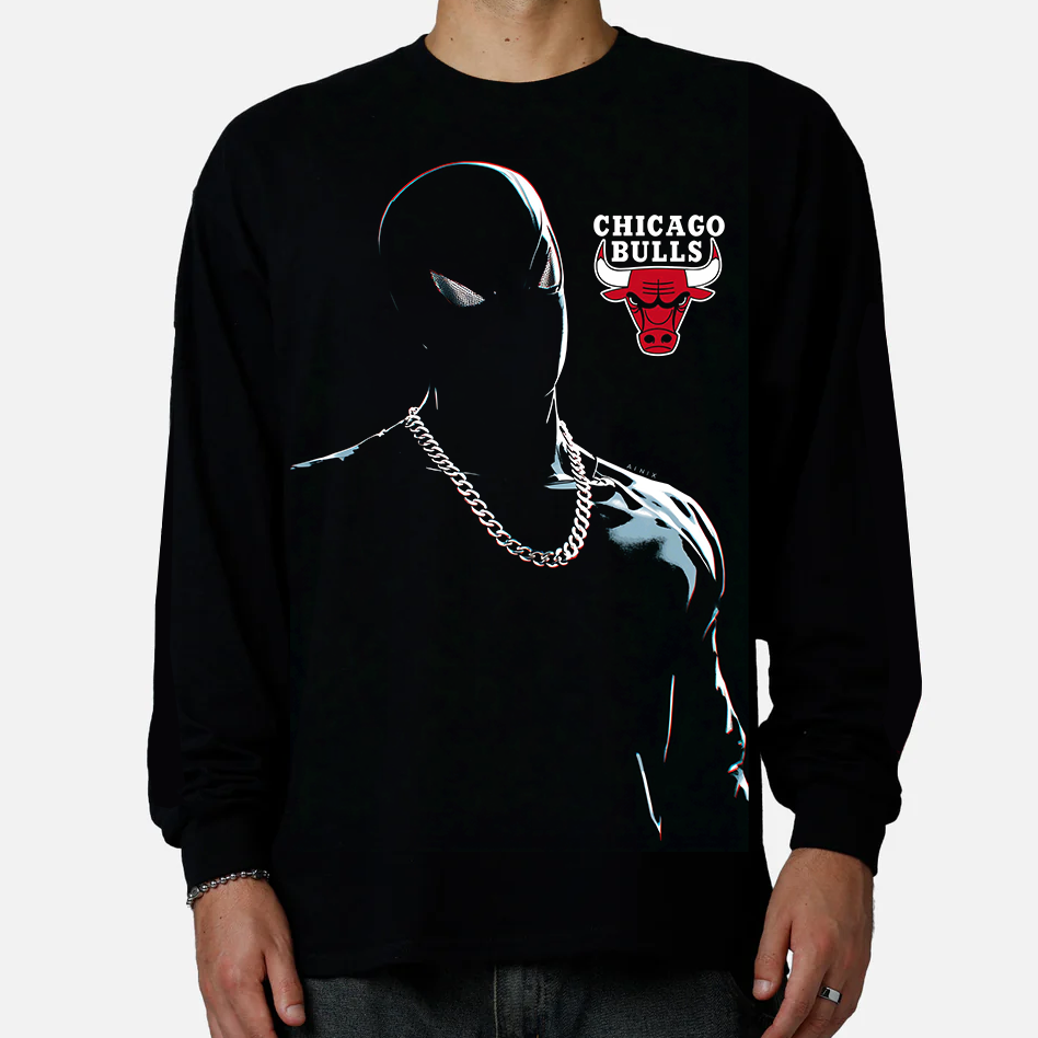 Marvel Spider-Man Chicago Bulls Logo Long Sleeve Sweatshirt