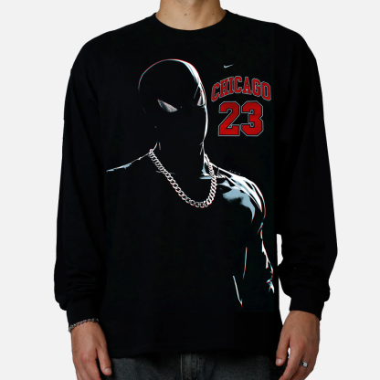 Marvel Spider-Man Chicago Bulls "23" Basketball Logo Long Sleeve Sweatshirt