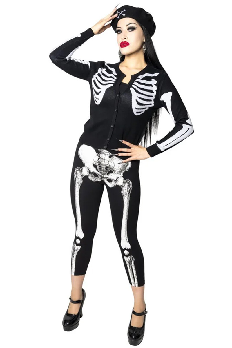 Skele-Bone White Capri Leggings