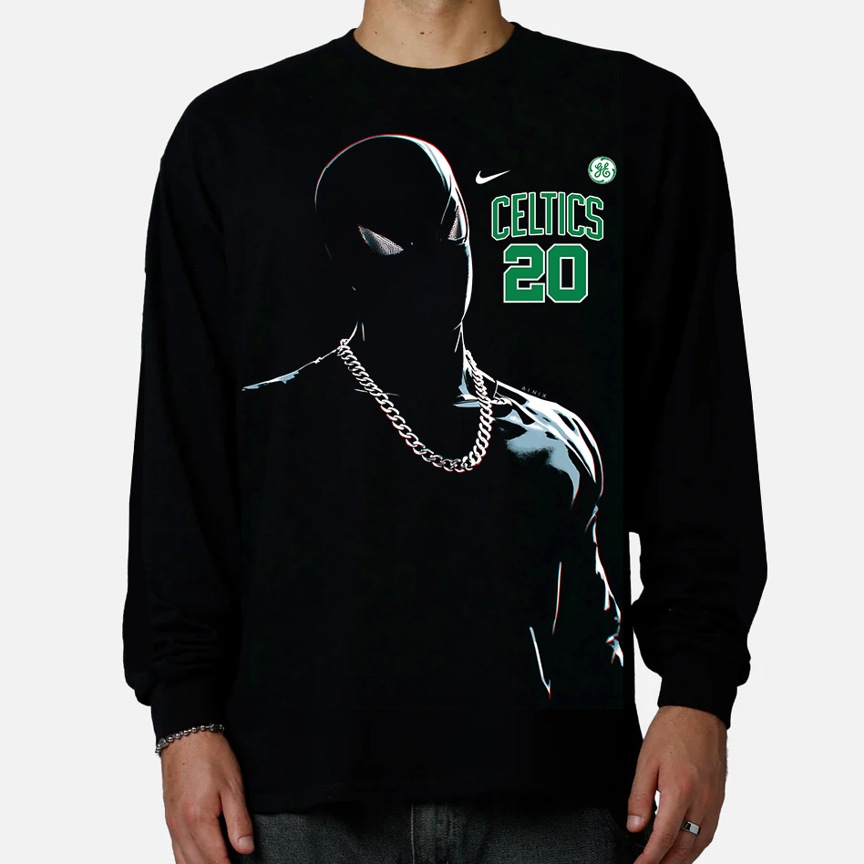 Marvel Spider-Man Boston Celtics "20" Basketball Logo Long Sleeve Sweatshirt