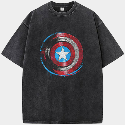 Marvel Captain America Splatter Paint Distressed Shield Print