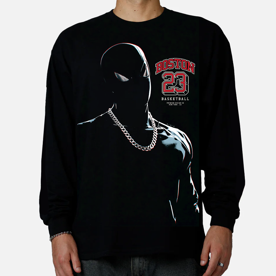 Marvel Spider-Man Boston Basketball "23" Vintage Logo Long Sleeve Sweatshirt