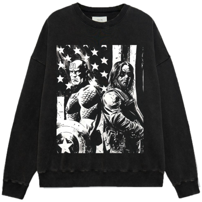 Marvel Captain America & Winter Soldier Star-Spangled Monochrome Print