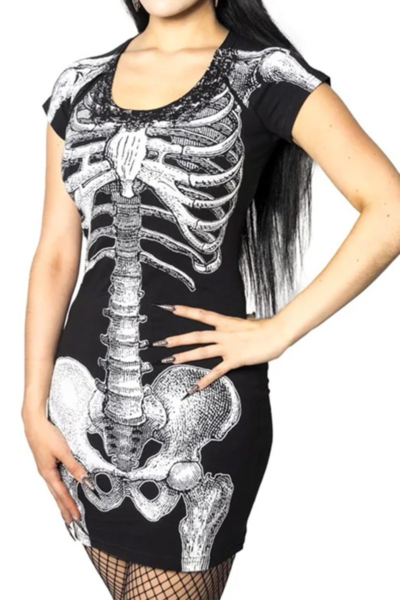 White Skeleton Tunic Dress