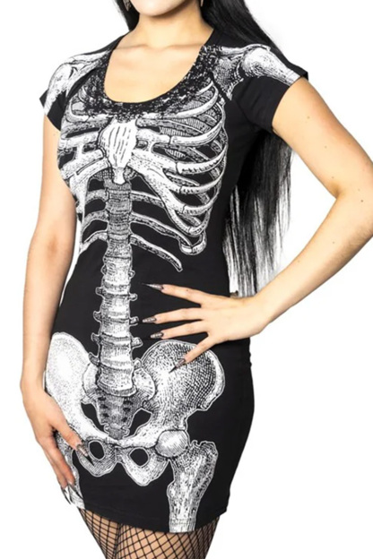 White Skeleton Tunic Dress