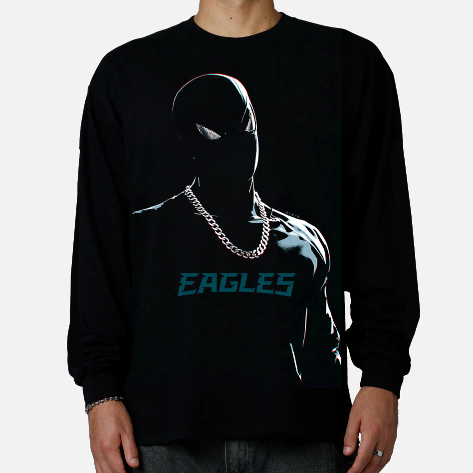 Marvel Spider-Man Philadelphia Eagles Tech Typography Long Sleeve Sweatshirt