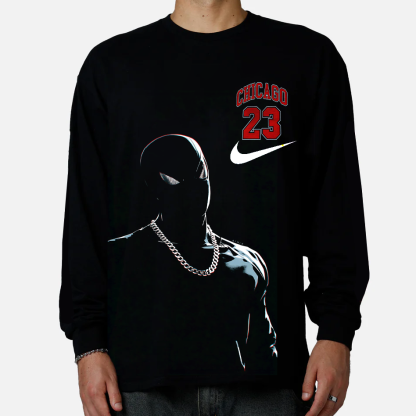 Marvel Spider-Man Chicago Bulls "23" x NIKE Logo Long Sleeve Sweatshirt