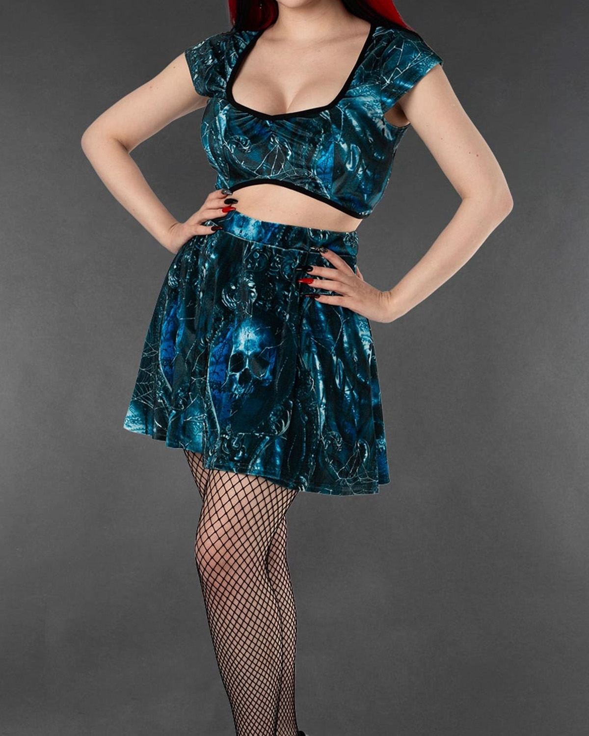 Dead Pirate Velvet Short Skirt