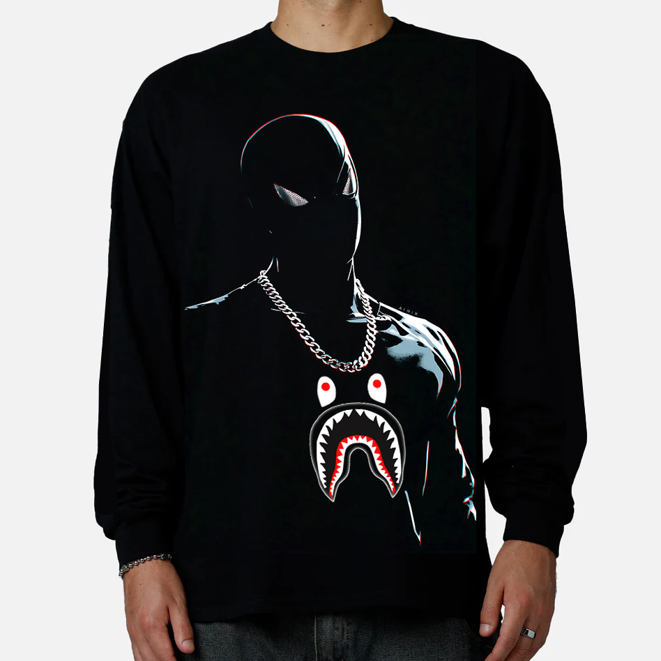 Marvel Spider-Man BAPE Shark Mouth Logo Long Sleeve Sweatshirt