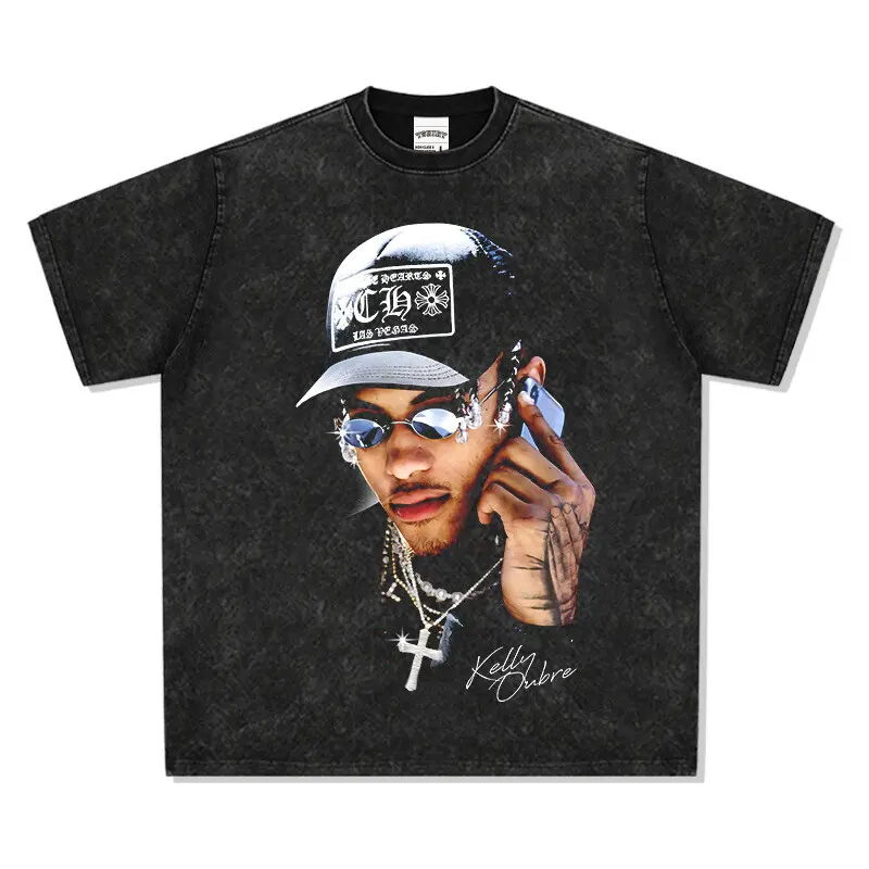 American NBA Star  Kelly Oubre Jr. Big Head Retro Casual T-Shirt