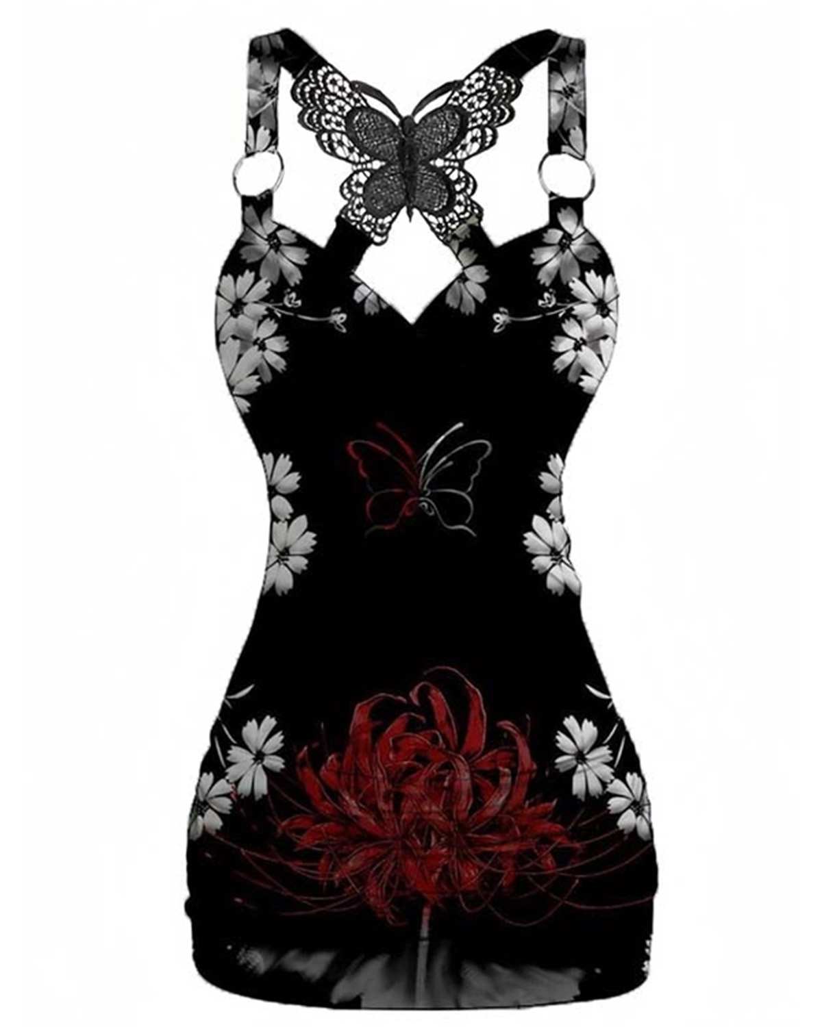Butterfly Floral Printed Back Butterfly Camisole