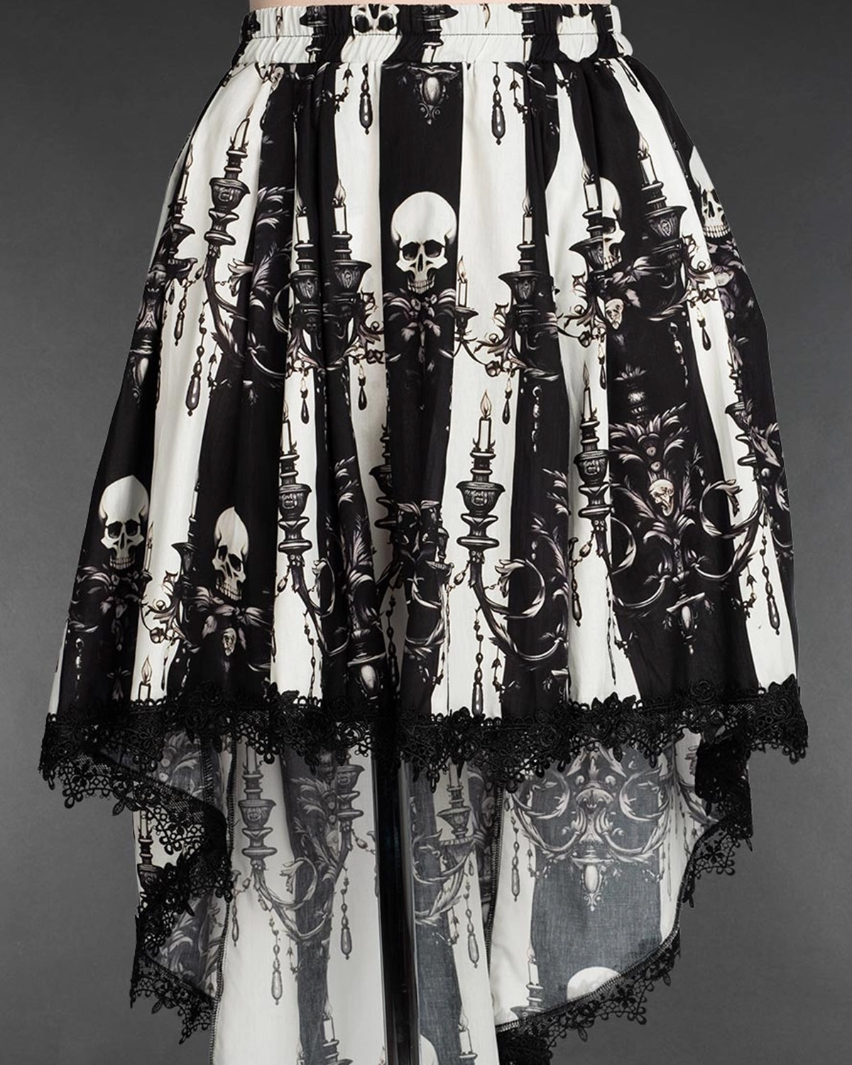 Skull Striped High Low Skirt