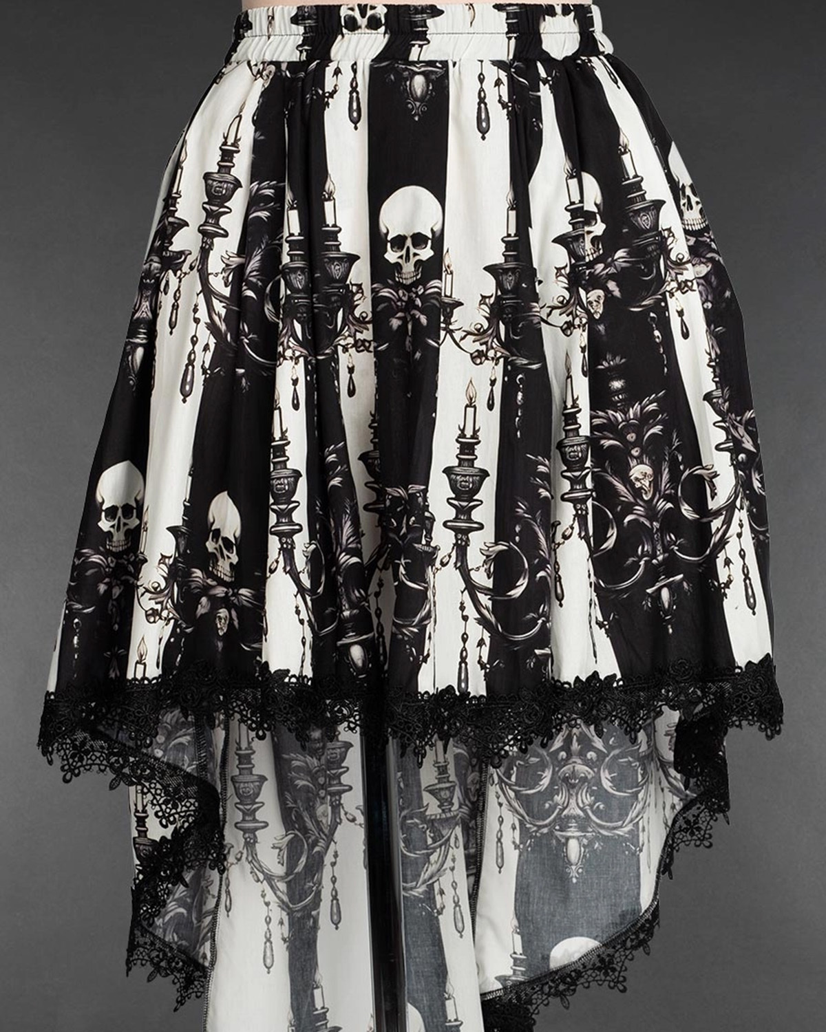 Skull Striped High Low Skirt