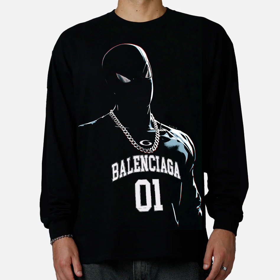 Marvel Spider-Man Collegiate Style x BALENCIAGA "01" Long Sleeve Sweatshirt