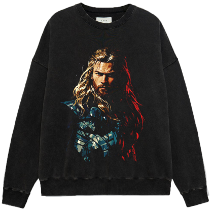 Marvel Thor Red & Blue Heavy Oil Painting Style Thor Print