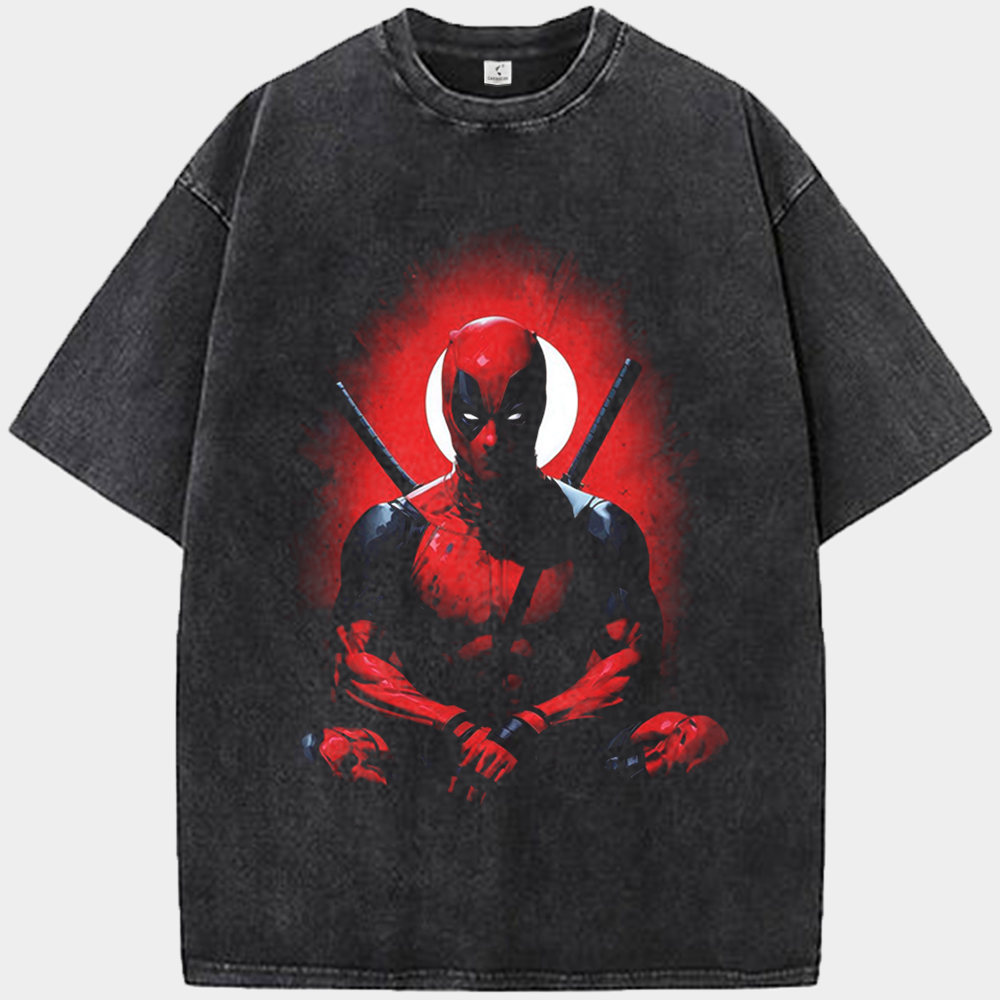 Marvel Deadpool Flaming Smoke Helmet Print