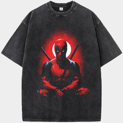 Marvel Deadpool Flaming Smoke Helmet Print