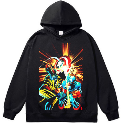 Marvel Captain America vs Wolverine Retro Comic Battle Print