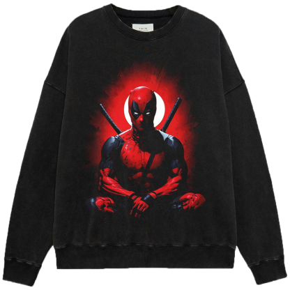 Marvel Deadpool Flaming Smoke Helmet Print