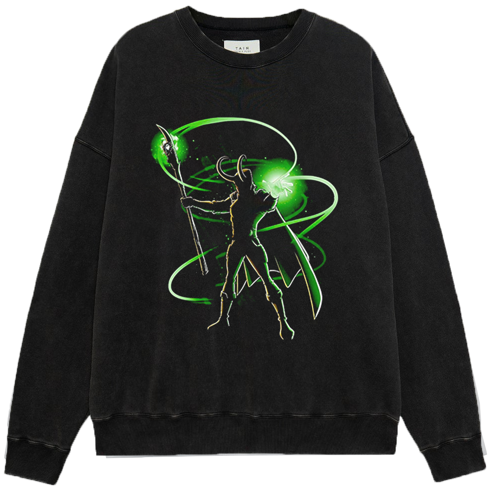 Marvel Thor Fluorescent Green Magic Silhouette Loki Print