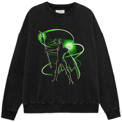 Marvel Thor Fluorescent Green Magic Silhouette Loki Print