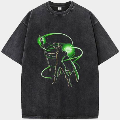 Marvel Thor Fluorescent Green Magic Silhouette Loki Print