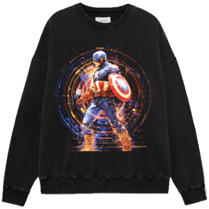 Marvel Captain America Retro Tech Particle Surround Print