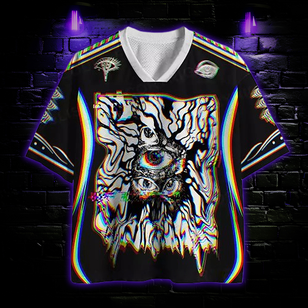 Chromatic Glitch Multi-Eye Mesh Jersey