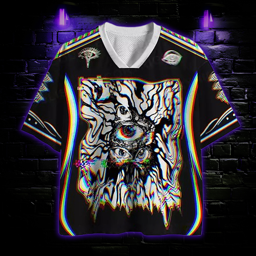 Chromatic Glitch Multi-Eye Mesh Jersey
