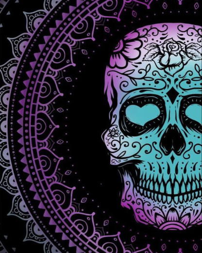 Fantasy Skull Printed V-neck Sexy Butterfly Back Dress