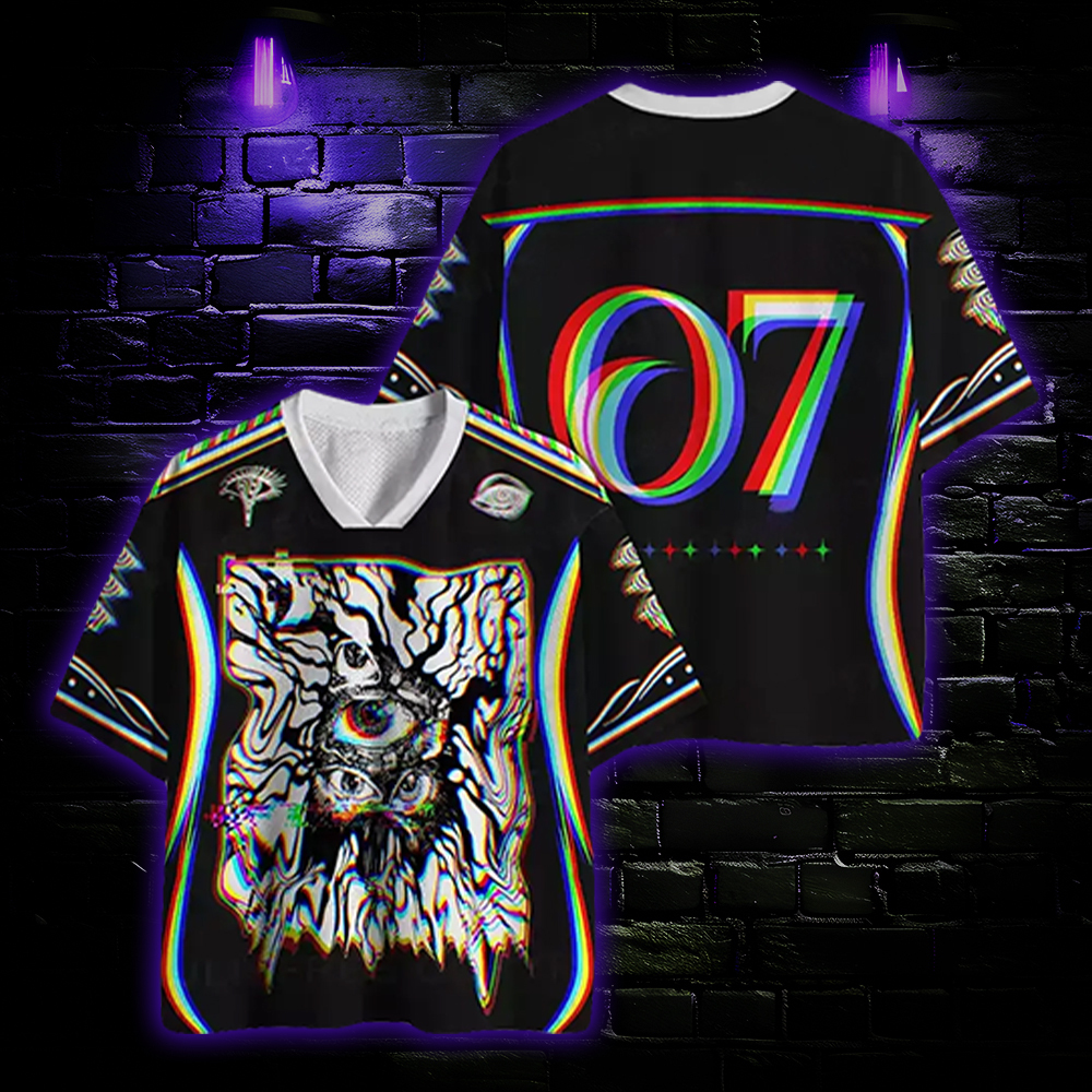Chromatic Glitch Multi-Eye Mesh Jersey