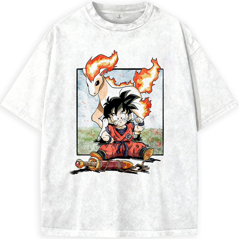 Dragon Ball Kid Goku & Pokemon Galarian Rapidash Print