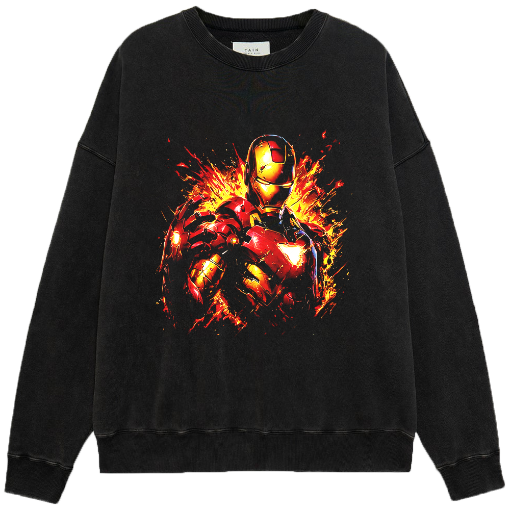 Marvel Iron Man Flame Effect Metallic Texture Bust Print
