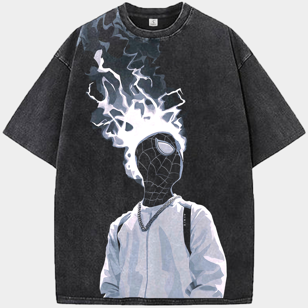 Marvel Spider-Man Miles Morales Street Style Fire Head Portrait Print