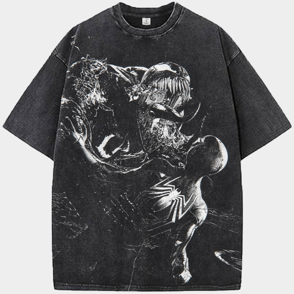 Marvel Venom vs. Spider-Man Black & White High Contrast Battle Print