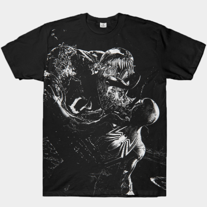 Marvel Venom vs. Spider-Man Black & White High Contrast Battle Print