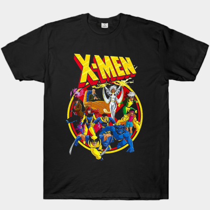 Marvel X-Men 90's Vintage Circular Animated Style Full Team Print