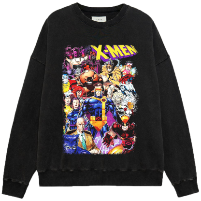 Marvel X-Men 90's Vintage Dense Comic Style Full Team Collage Print