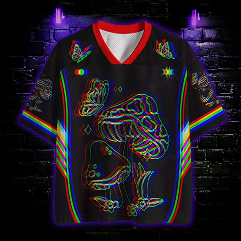 Psychedelic Mushroom Optic Lines Illusion Mesh Jersey