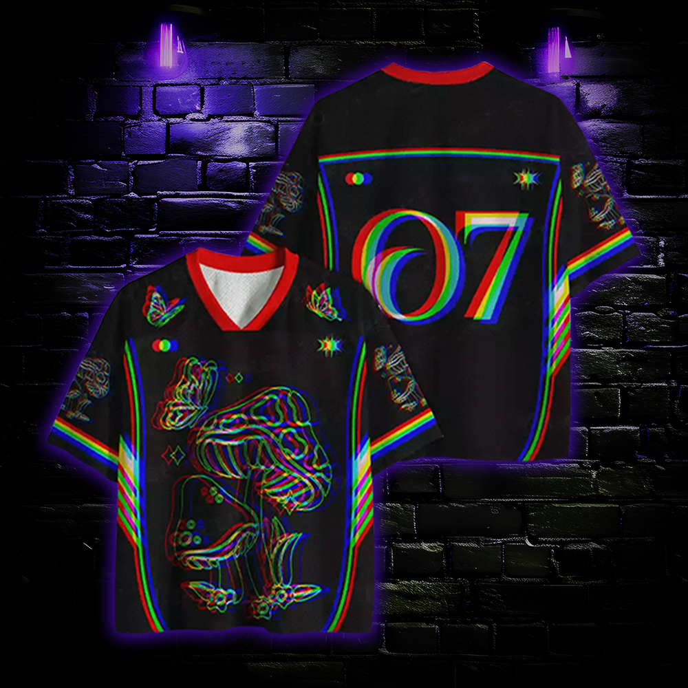 Psychedelic Mushroom Optic Lines Illusion Mesh Jersey